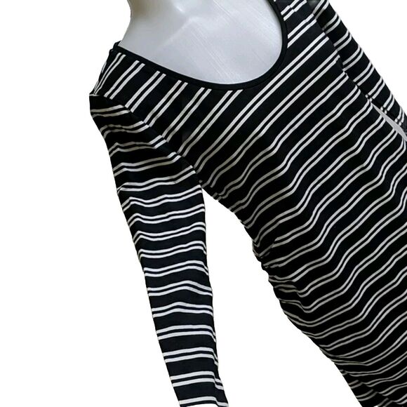 Old Navy Maternity Dress Women Small Stripes Midi Length Black & White S **NEW** - Picture 3 of 7
